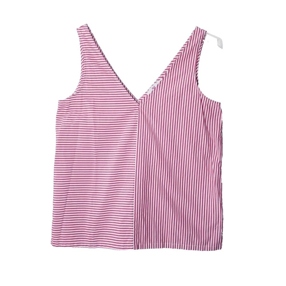 Vineyard Vines Tank Top Women XS Red White Striped V Neck Style 2W000054